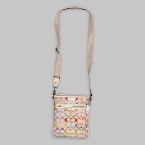 Coach Multicolor Signature Crossbody Bag – White Trim